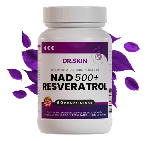 Nad + Resveratrol Dr Skin 60 Comprimidos Rejuvenecé Tus Células, Activá Tu Energía Y Rendí Mejor Cada Día! Vitamina B3 Nicotinamida Suplemento Antiage Cognitivo Energizante Vegano