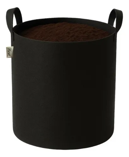 Maceta Tela Geotextil 80 Lts Con Manija Huerta Cultivo Negro Maceta 80 Litros Geotextil Vivro