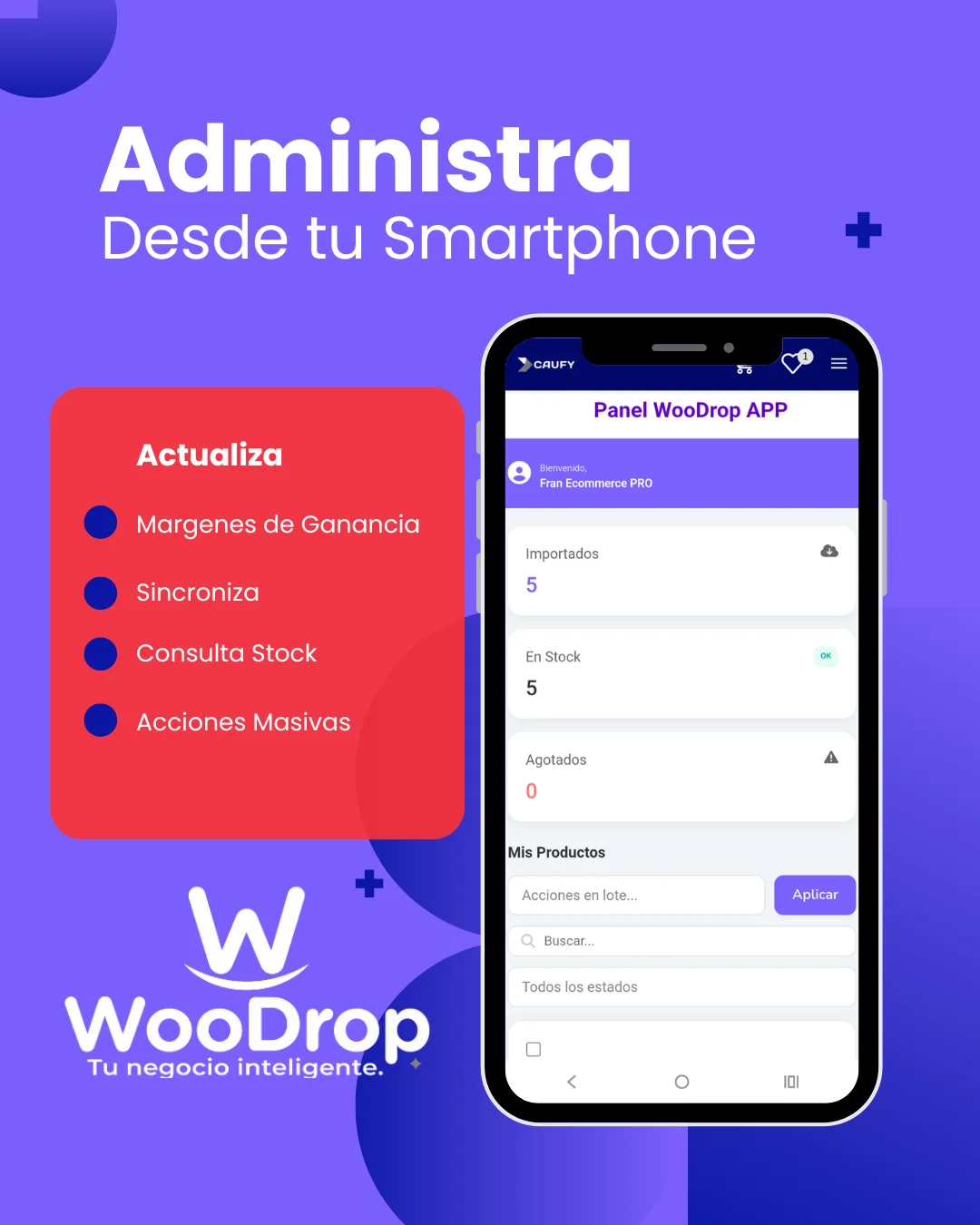 App WooDrop Mobile para gestión de stock